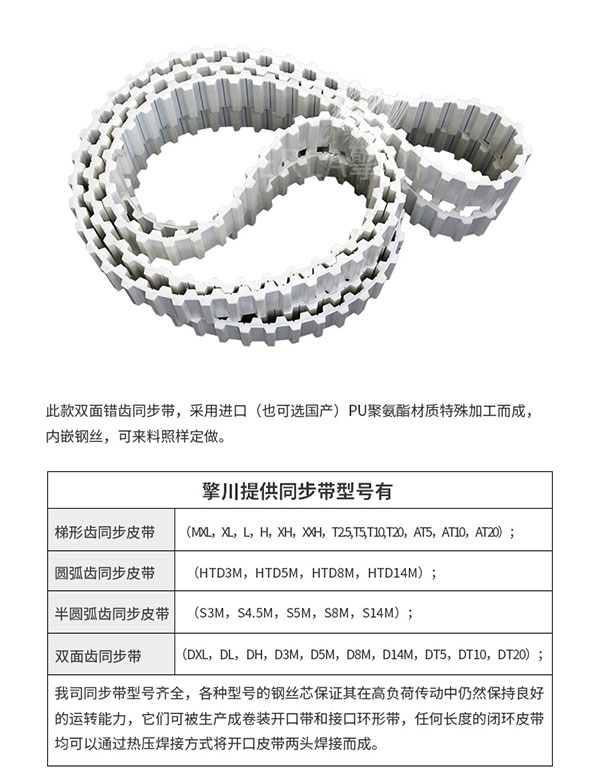 雙面齒<a href='http://www.kjsj.com.cn/' target='_blank'><u>PU同步帶</u></a>定制